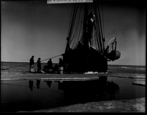Image of Loading sledge beside the MORRISSEY, off Shannon Island